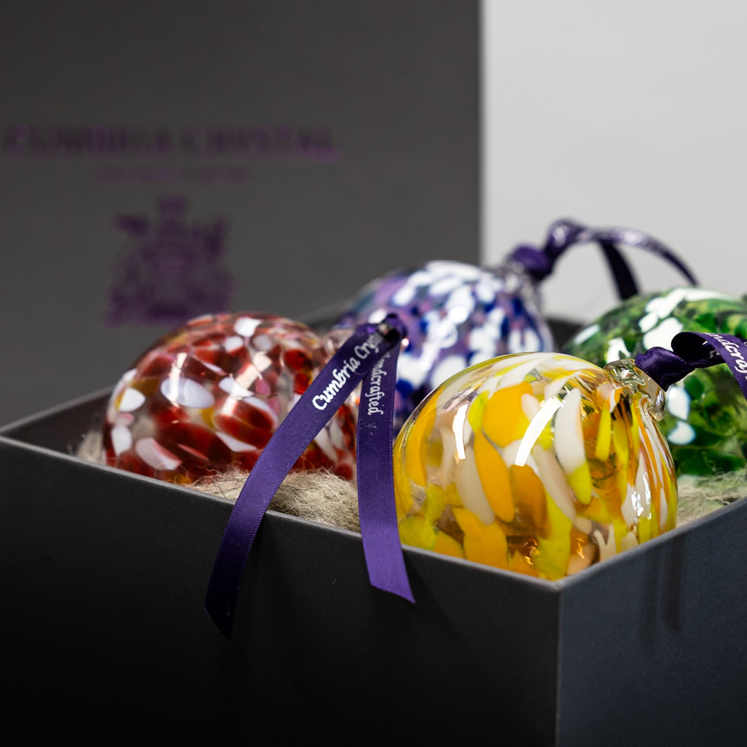 Christmas Decorations - Assortment of Coloured Baubles (Set of 4)