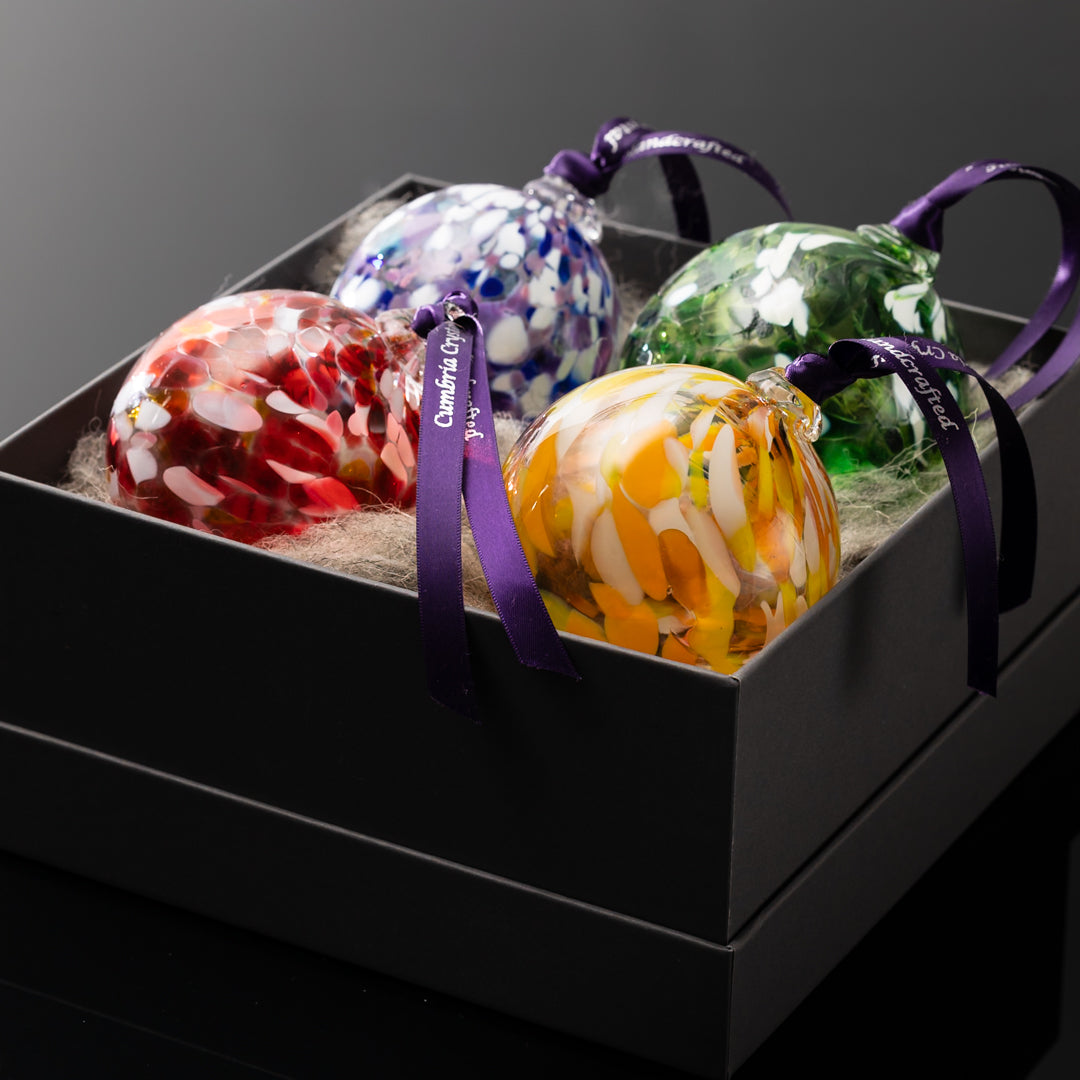 Christmas Decorations - Assortment of Coloured Baubles (Set of 4)
