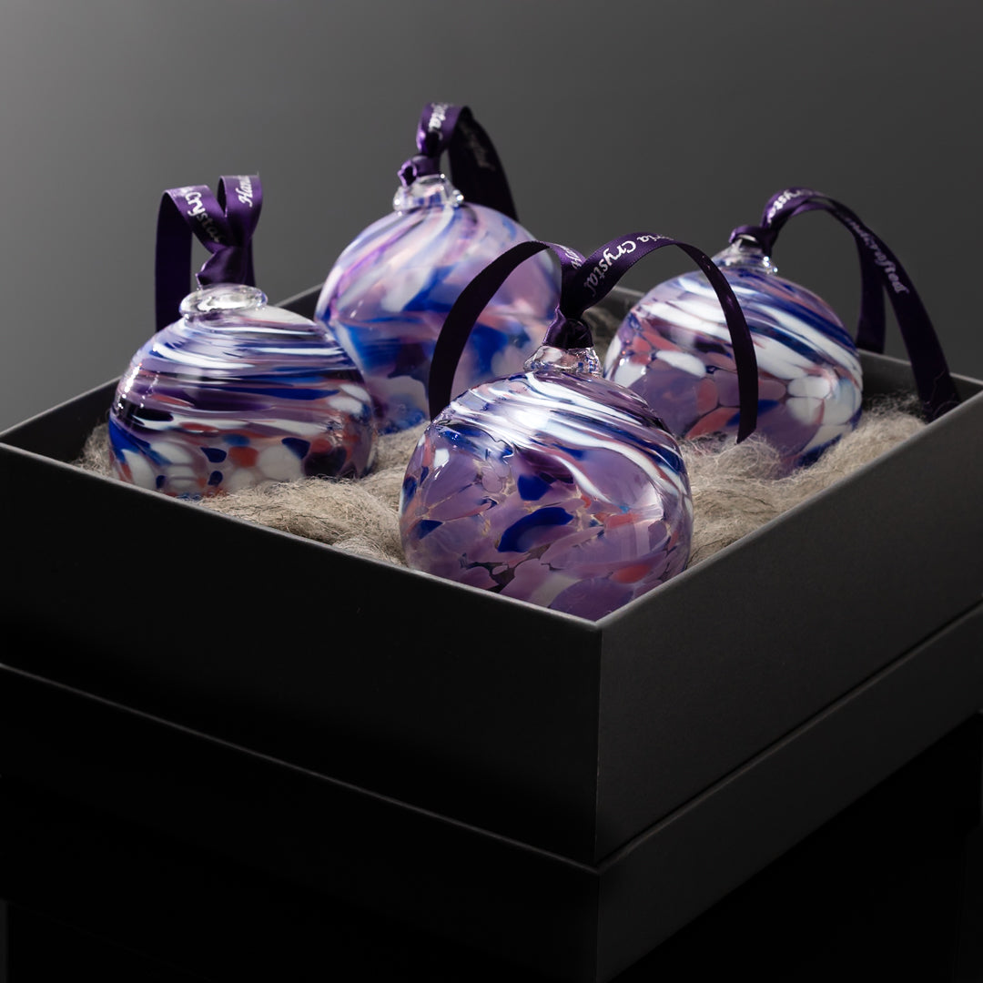 Christmas Decorations - Purple Baubles (set of 4)