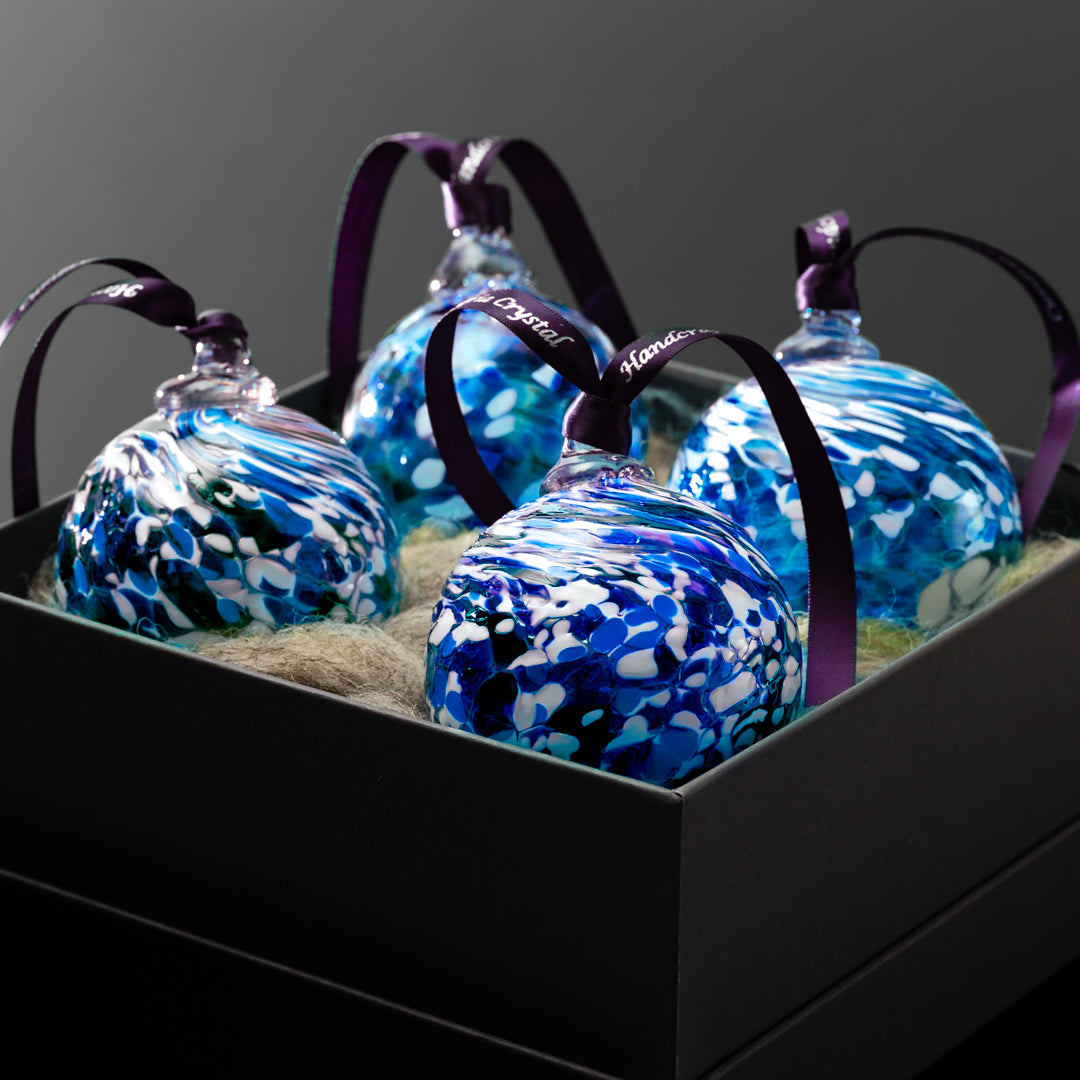 Christmas Decorations - Blue Baubles (Set of 4)