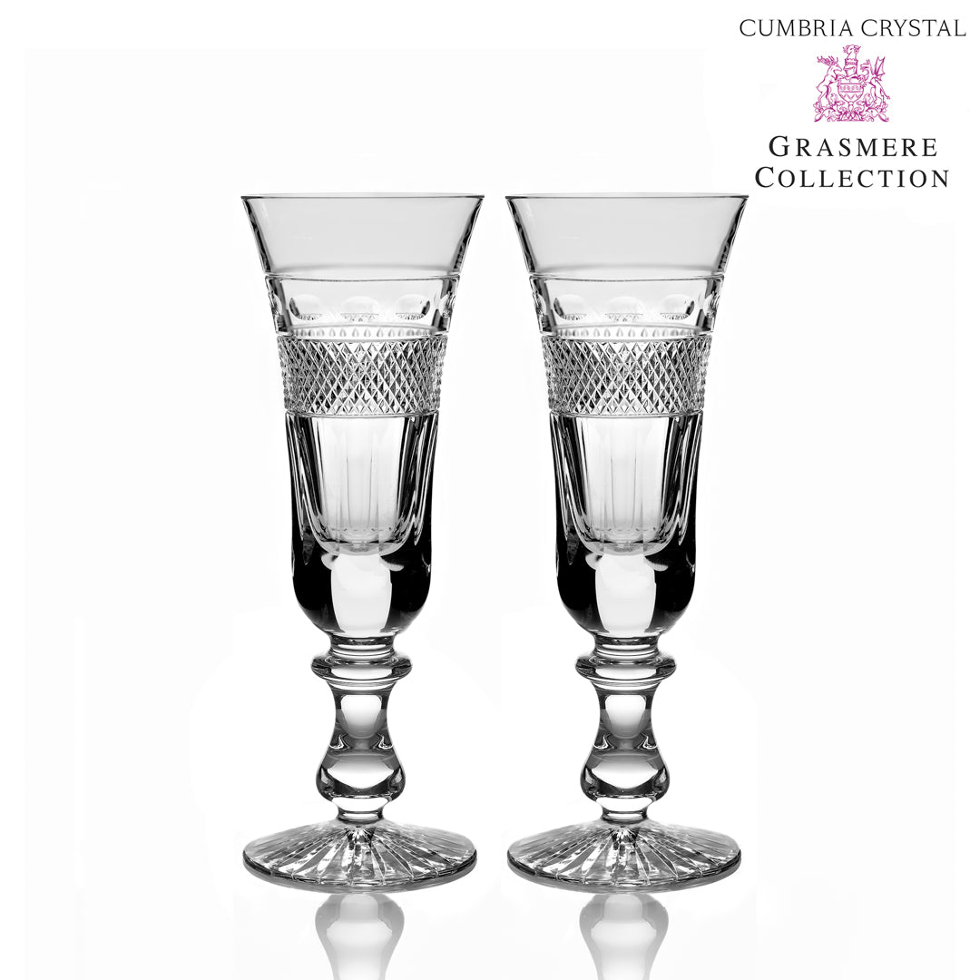 Grasmere Vintage Champagne Flutes from Cumbria Crystal