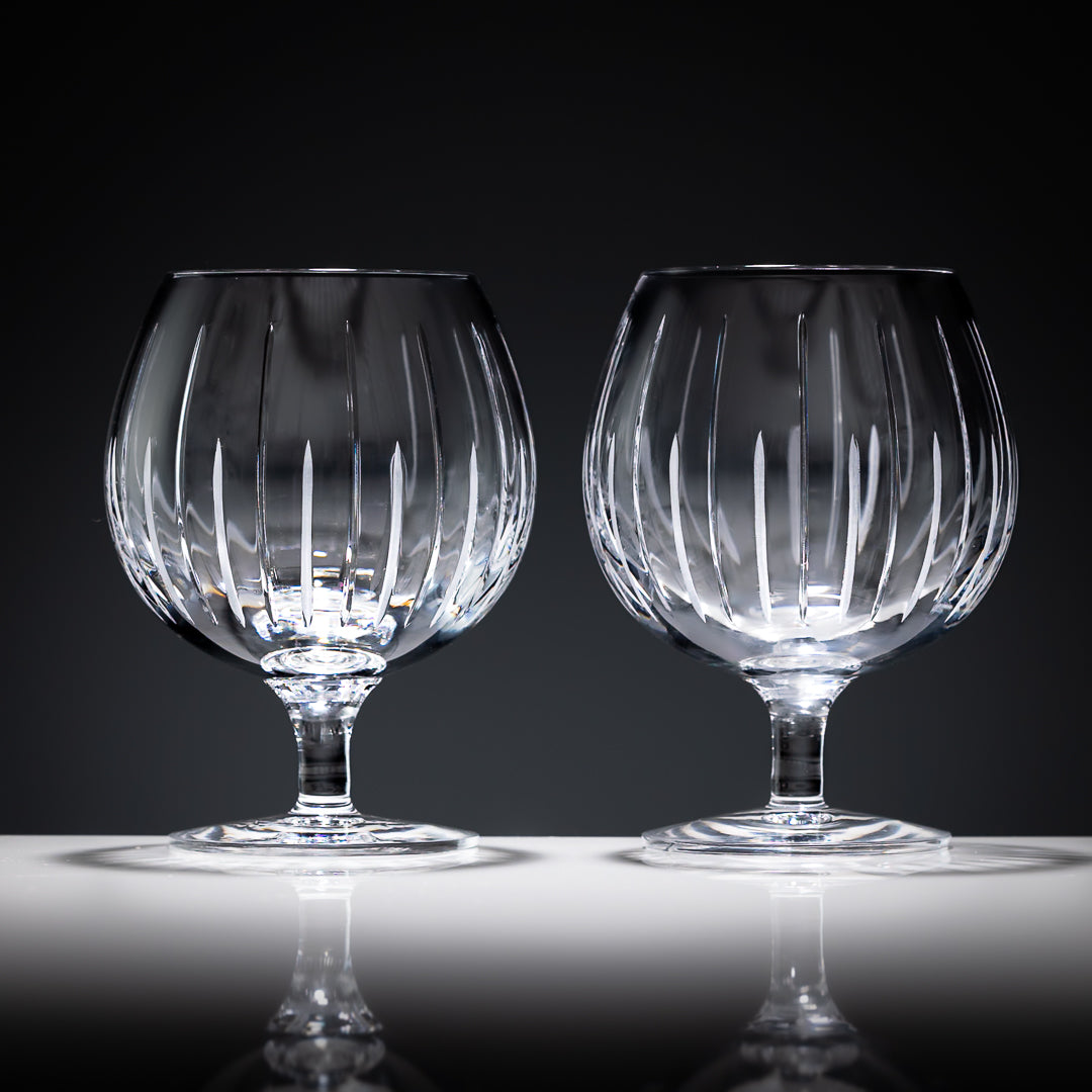 Black Friday - Pair of Clear & Grey Brandy Glasses