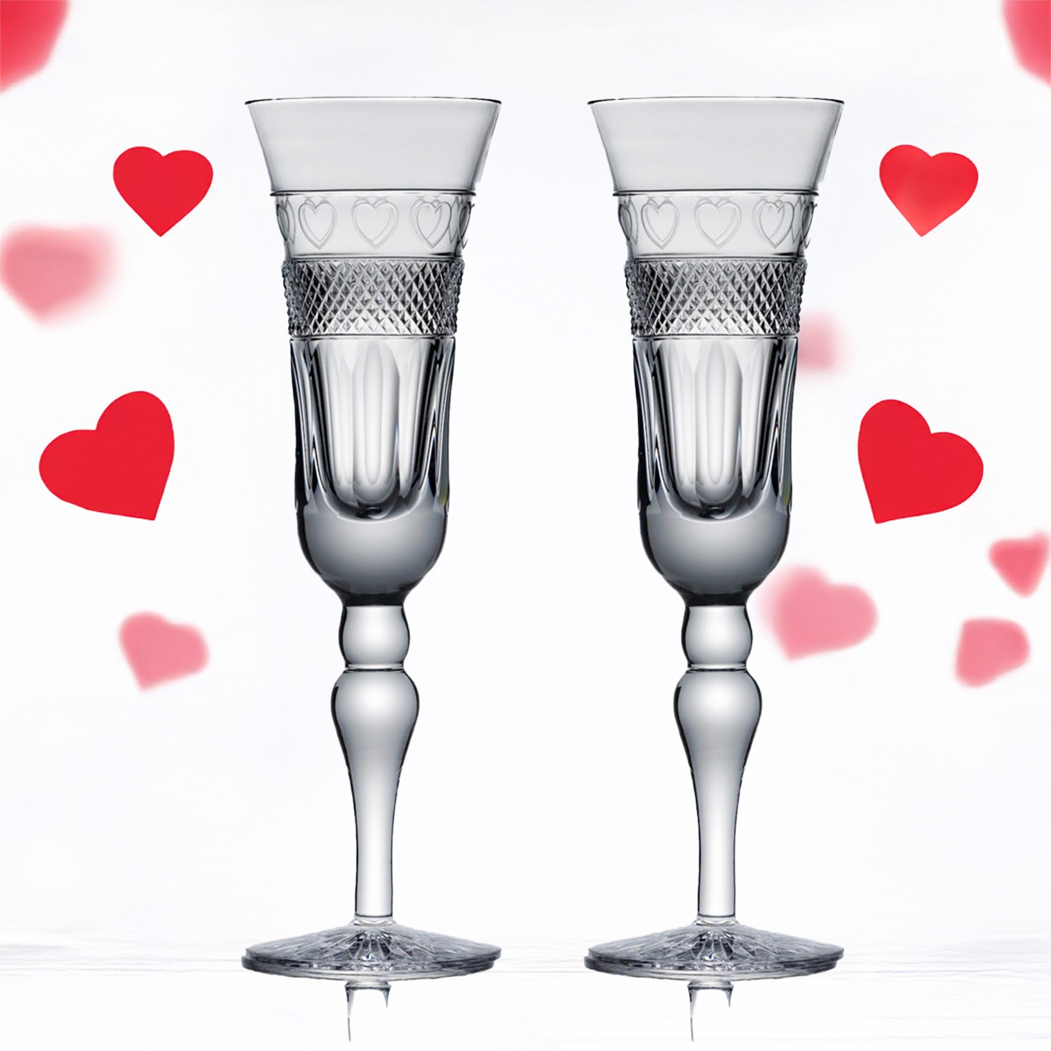 Valentine's Day - Special Edition Pair of Grasmere Tall Champagne Flutes (The Outlet)