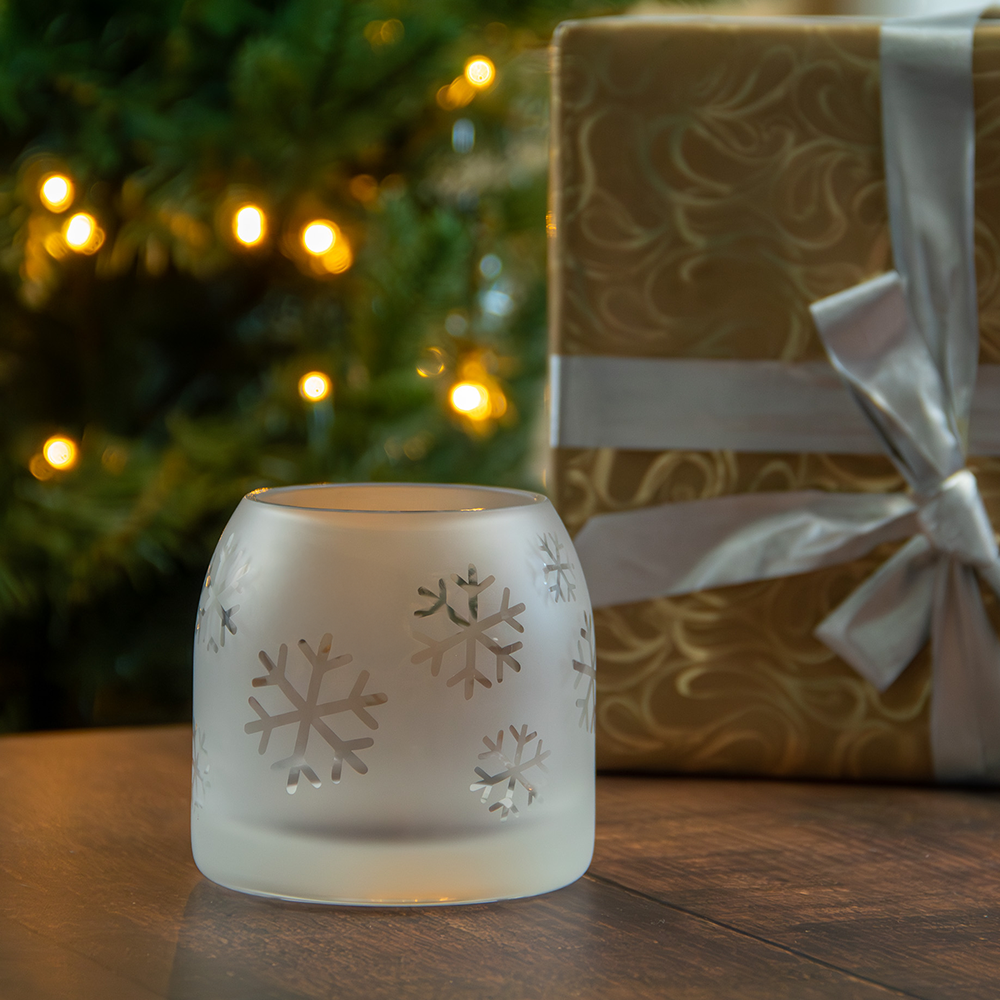 Frosted Snowflake Tealight Holder