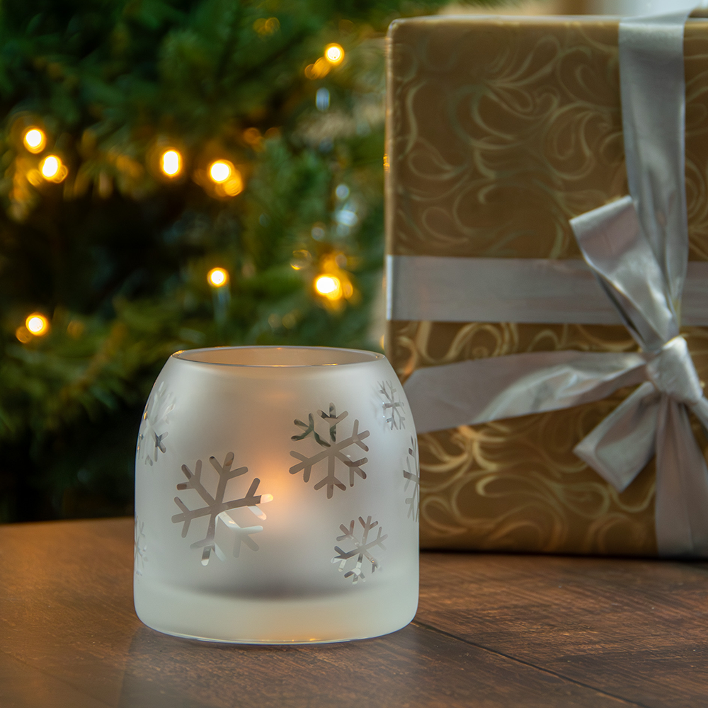 Frosted Snowflake Tealight Holder