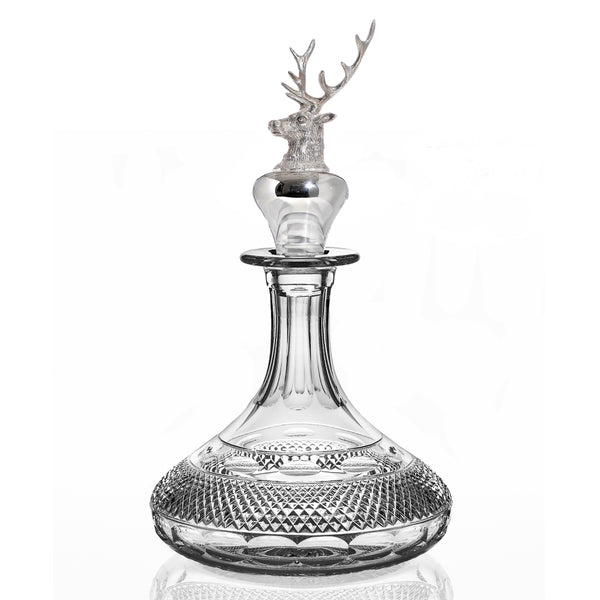 Grasmere Ships Decanter & Hamilton & Inches Sterling Silver Stag Stopper.