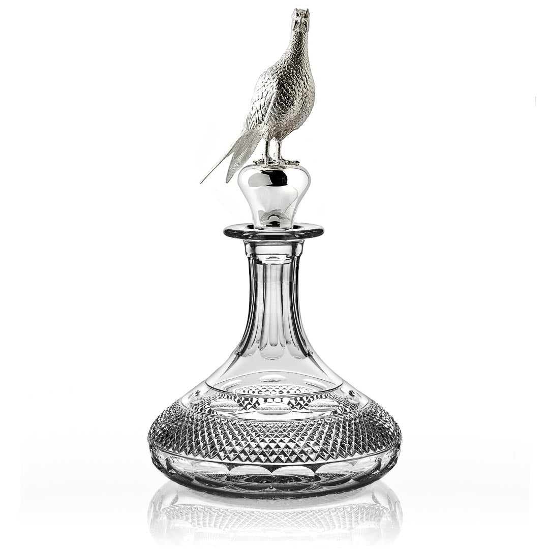 Grasmere Ships Decanter & Hamilton & Inches Sterling Silver Pheasant Stopper